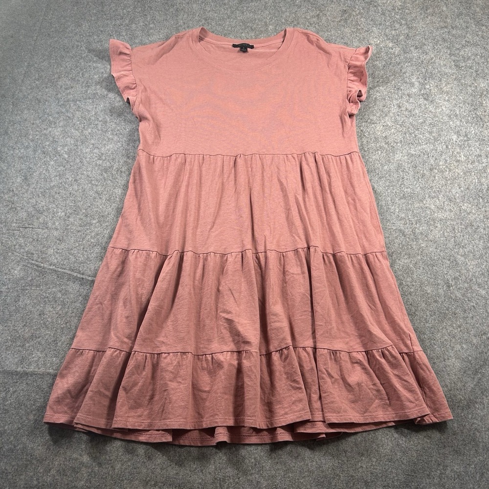 J Crew Dress Womens Small Babydoll Dieted Cotton Mauve Pink Ruffles